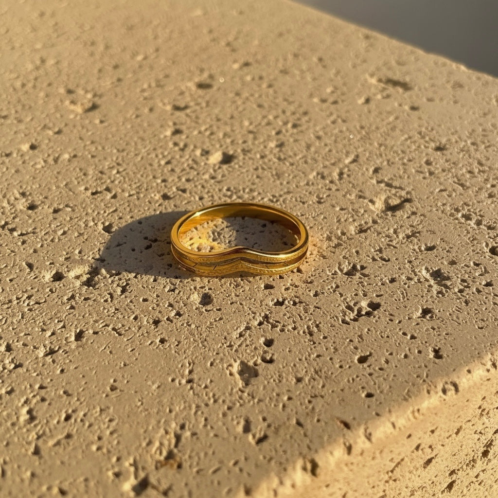 Double Band Chevron Ring